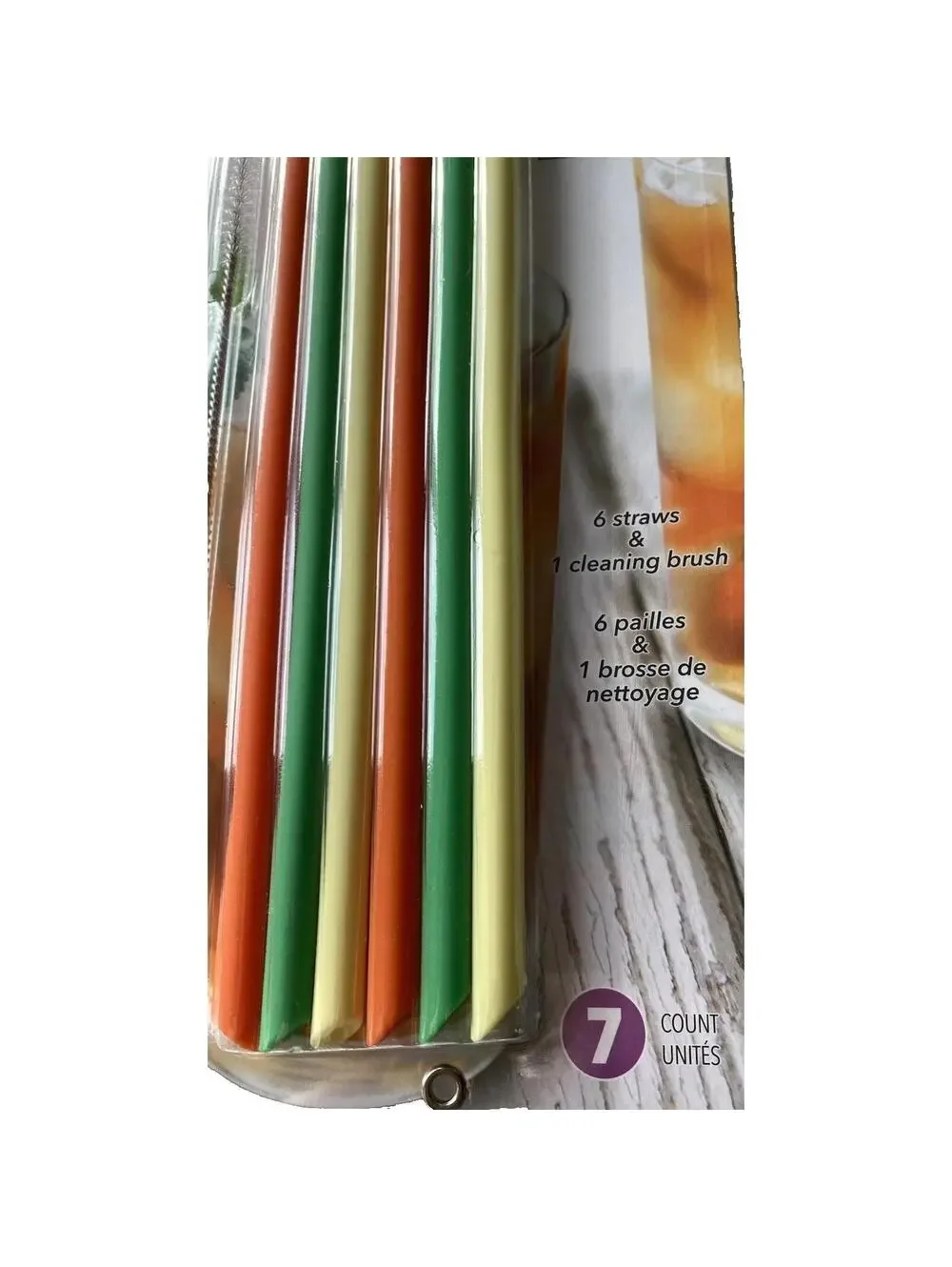 Reusable Silicone Straws w/ Cleaning Spoolie Brush Eco Friendly Drink Accessory